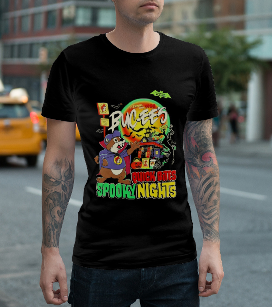 Buc Ee's Eternal Since 1982 Quick Bites Spooky Nights Halloween Glow In The Dark T-Shirt