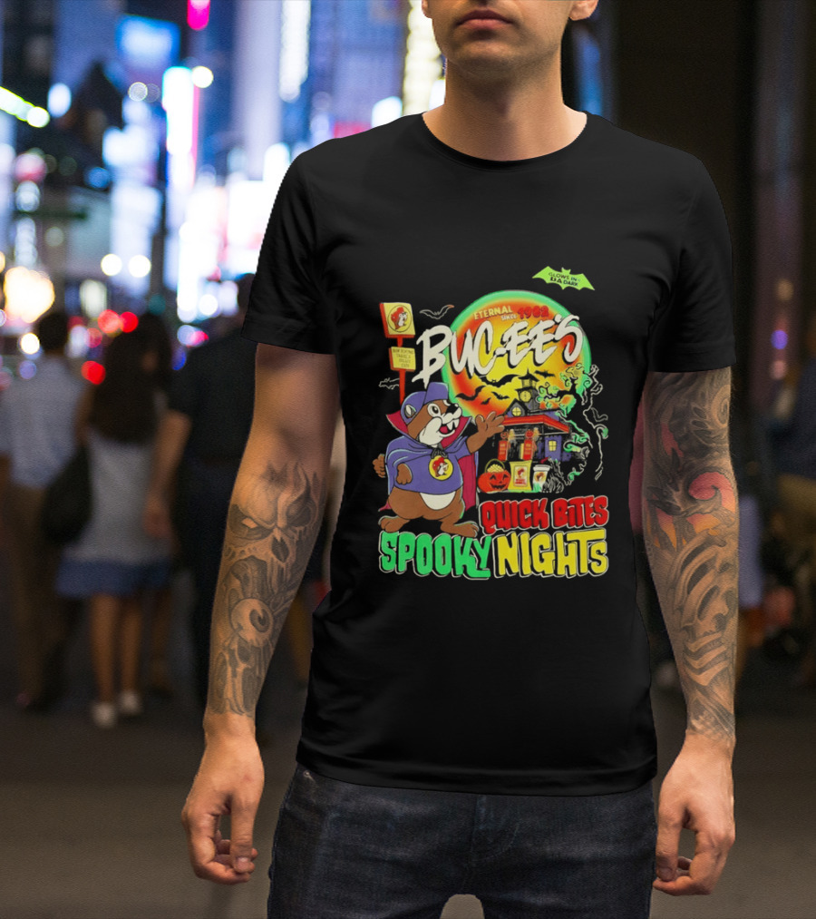 Buc Ee's Eternal Since 1982 Quick Bites Spooky Nights Halloween Glow In The Dark T-Shirt