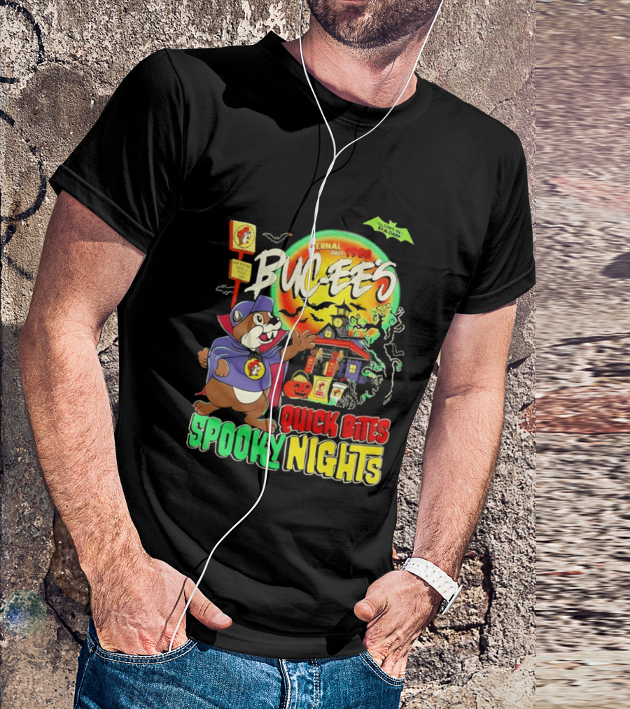 Buc Ee's Eternal Since 1982 Quick Bites Spooky Nights Halloween Glow In The Dark T-Shirt