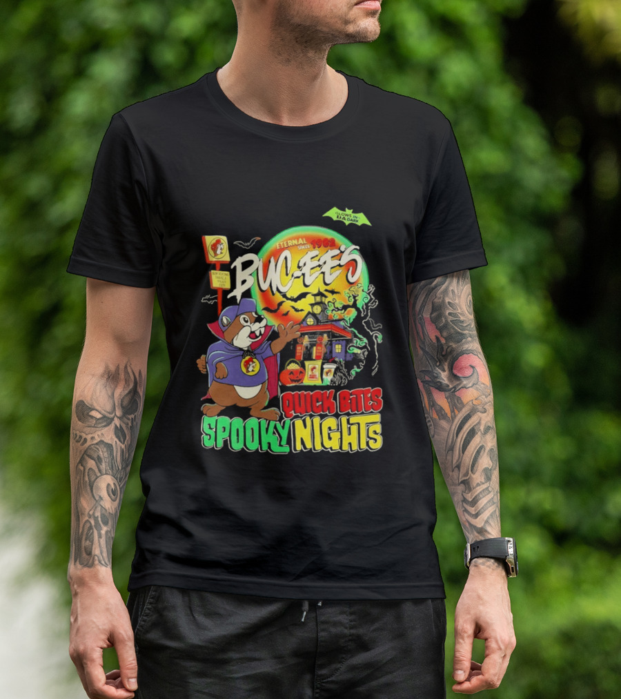 Buc Ee's Eternal Since 1982 Quick Bites Spooky Nights Halloween Glow In The Dark T-Shirt