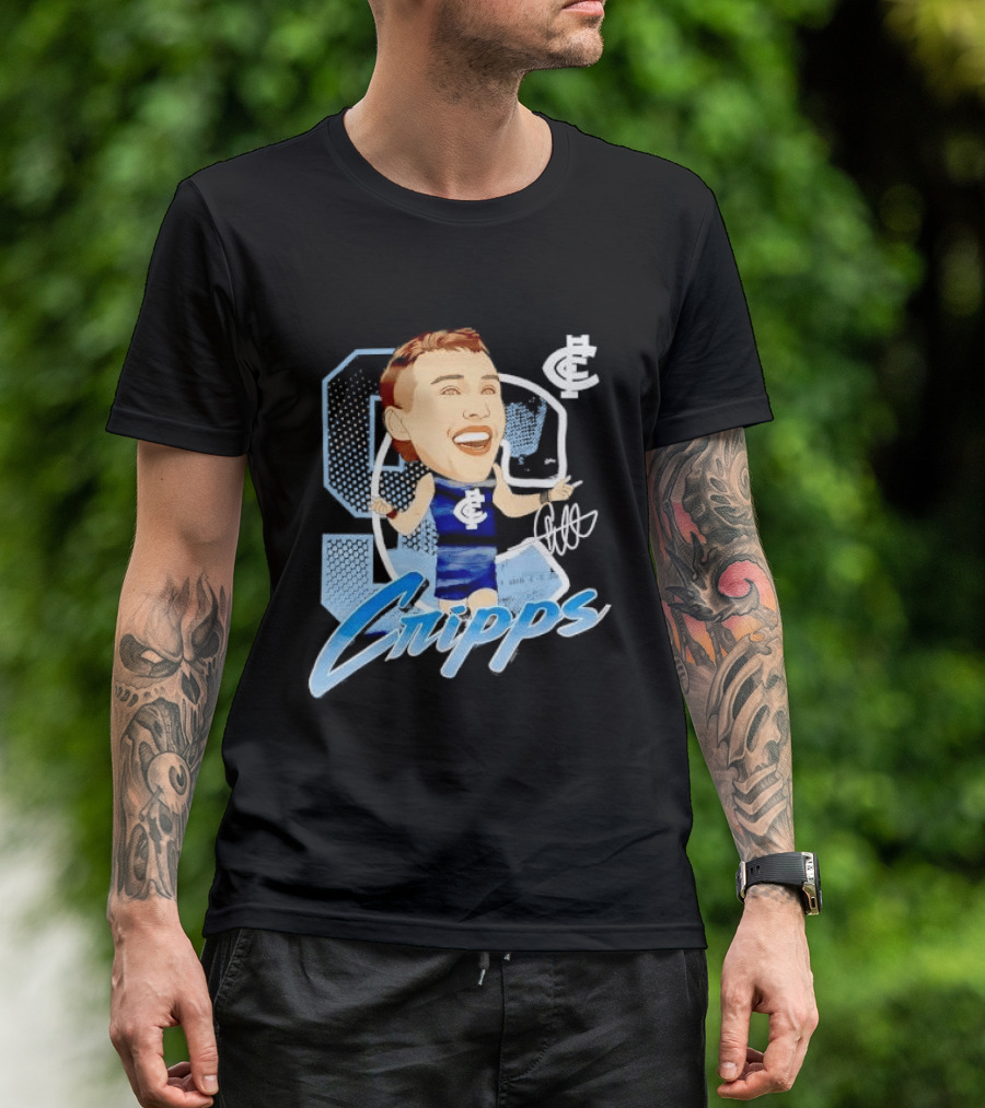 Carlton FC Patrick Cripps Caricature With Signature T-Shirt