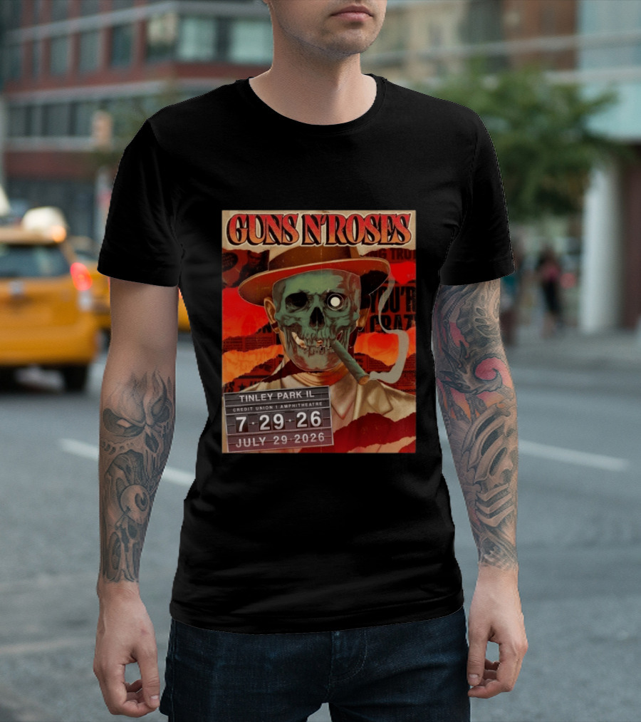 Guns N Roses Tinley Park IL July 29 2026 Concert Credit Union 1 Amphitheatre T-Shirt