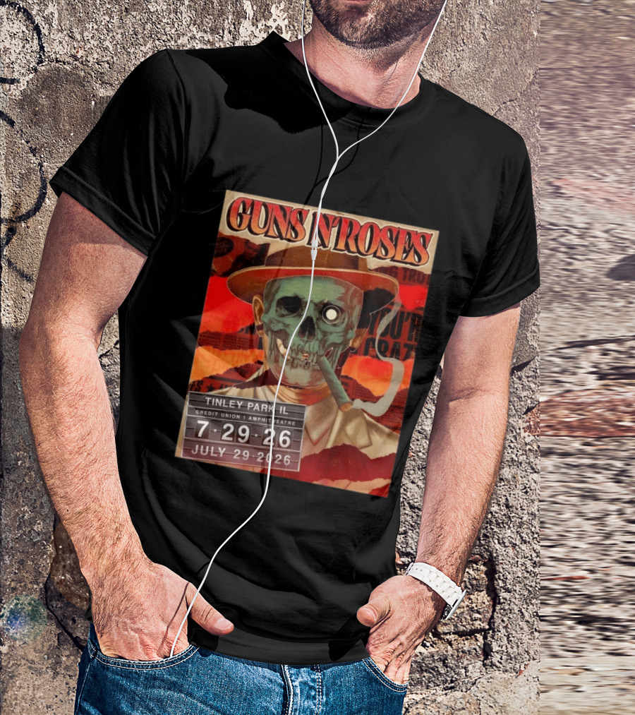 Guns N Roses Tinley Park IL July 29 2026 Concert Credit Union 1 Amphitheatre T-Shirt