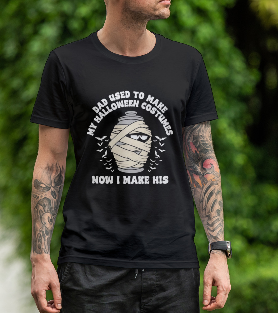 Dad Used To Make My Halloween Costumes Now I Make His Mummy Urn And Bats T-Shirt