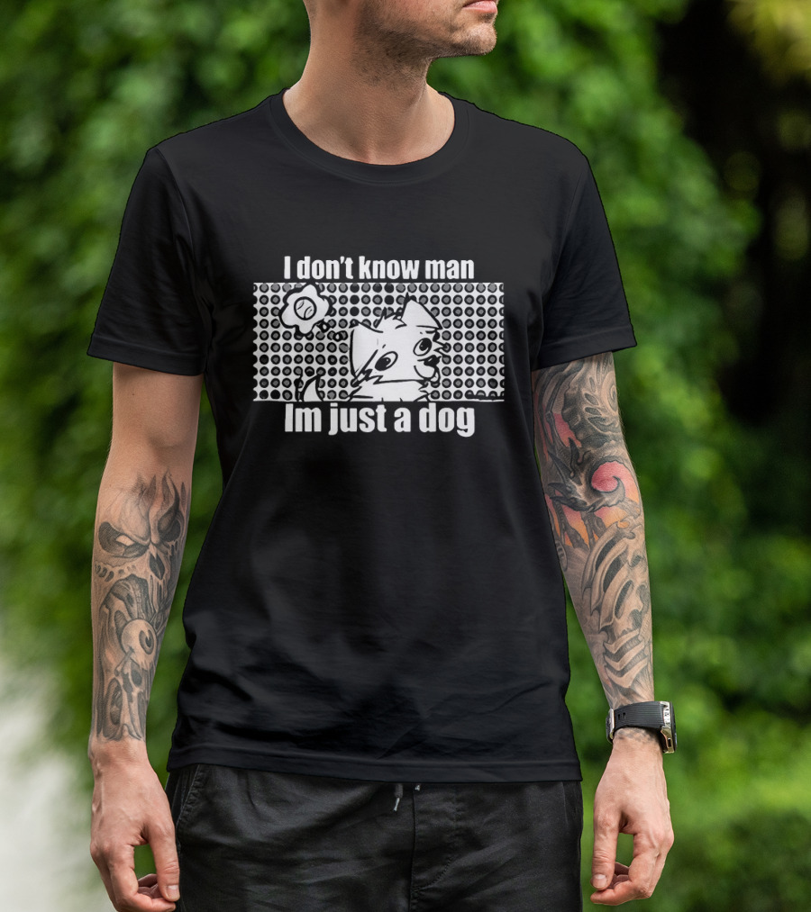 I Don't Know Man I'm Just A Dog Polka Dot Cartoon Face Flower T-Shirt