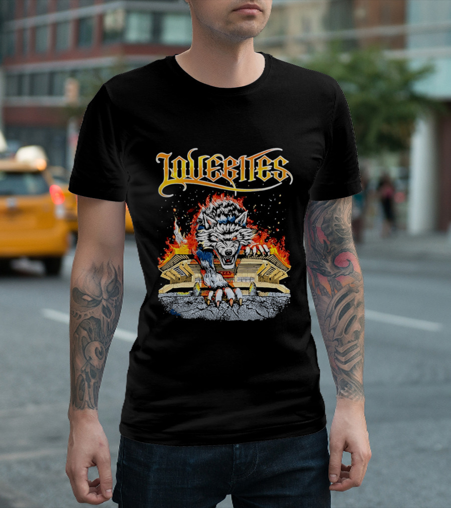 Lovebites Wolf Flames Building T-Shirt