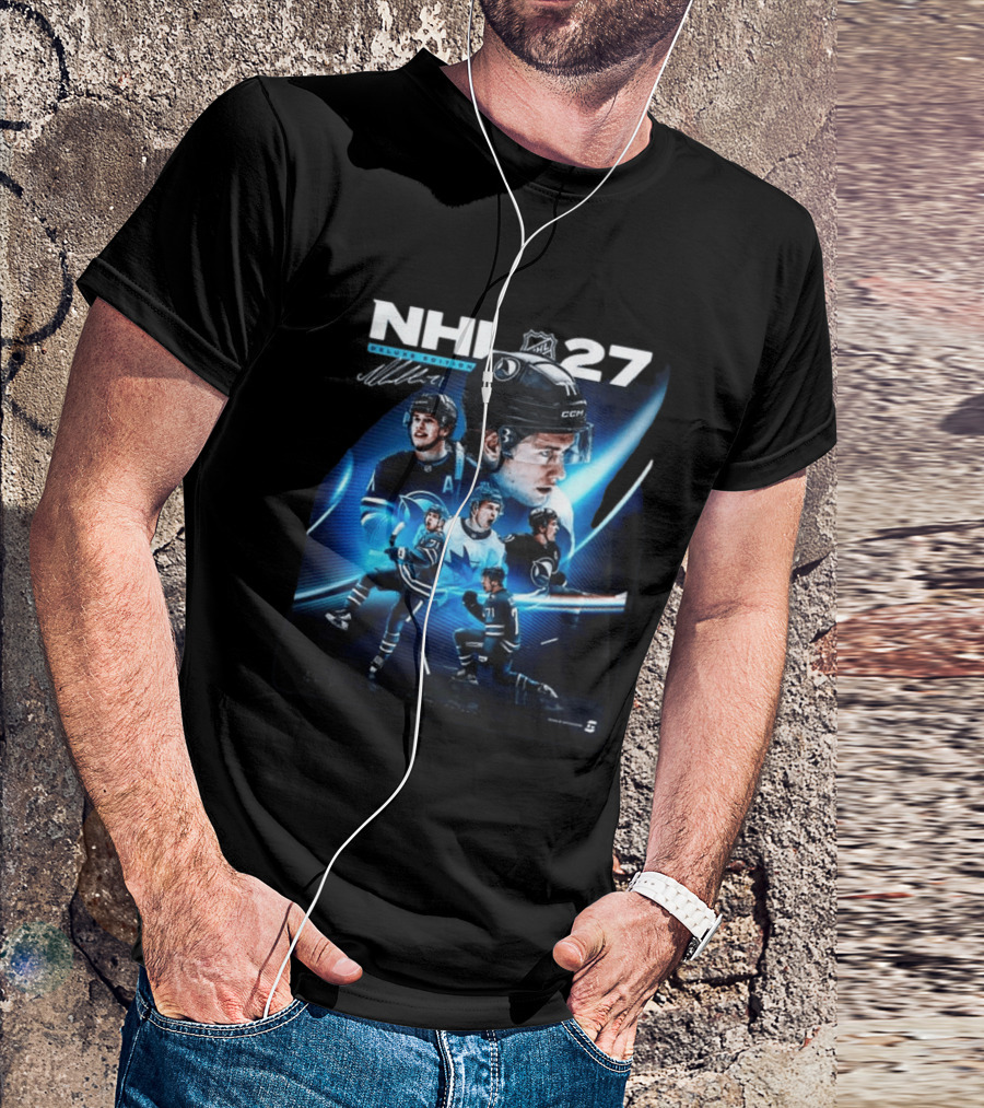 NHL 27 Deluxe Edition Macklin Celebrini Autographed Cover T-Shirt