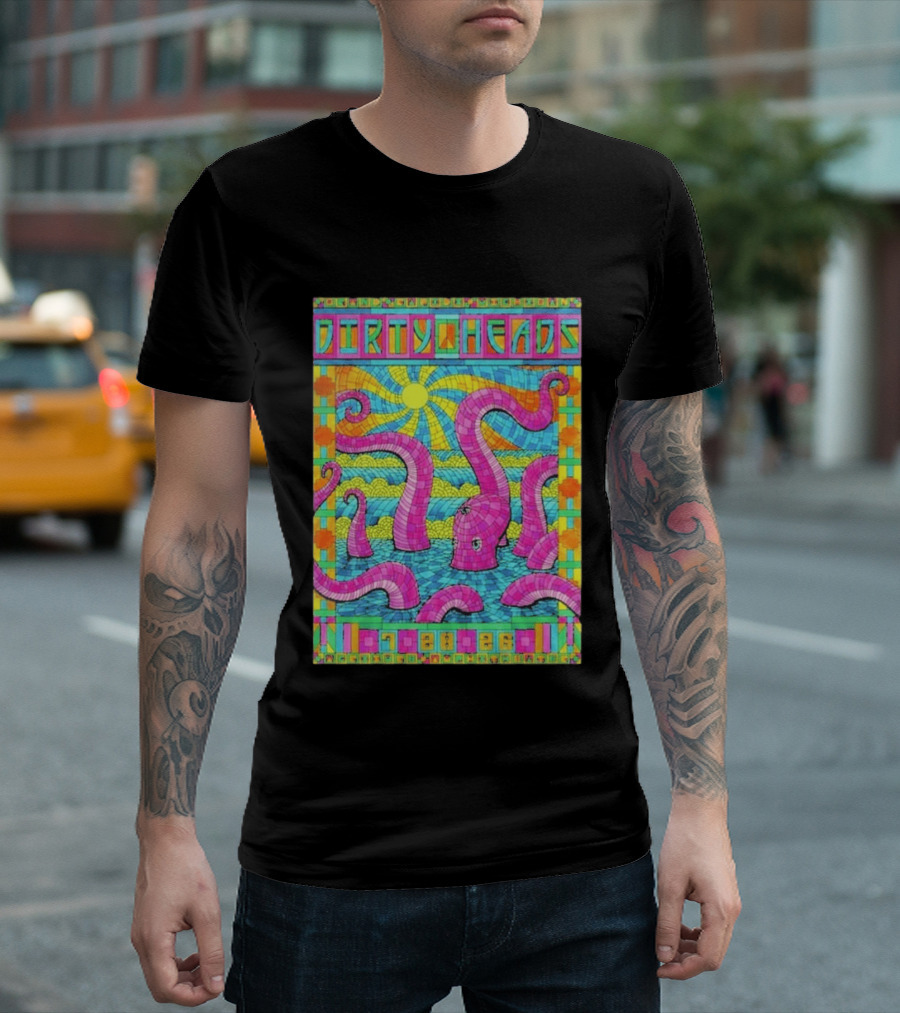 Dirty Heads Grand Rapids MI Acrisure Amphitheater July 28 2026 Psychedelic Octopus Sunburst T-Shirt