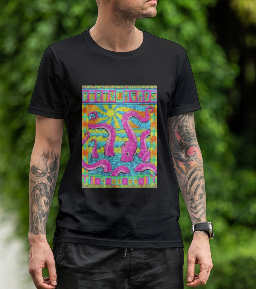 Dirty Heads Grand Rapids MI Acrisure Amphitheater July 28 2026 Psychedelic Octopus Sunburst T-Shirt