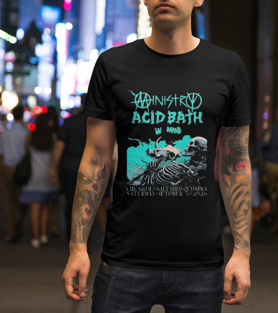 Ministry X Acid Bath Windhand Chicago IL Salt Shed Outdoors October 3 2026 Skeletons And Sea Monster T-Shirt