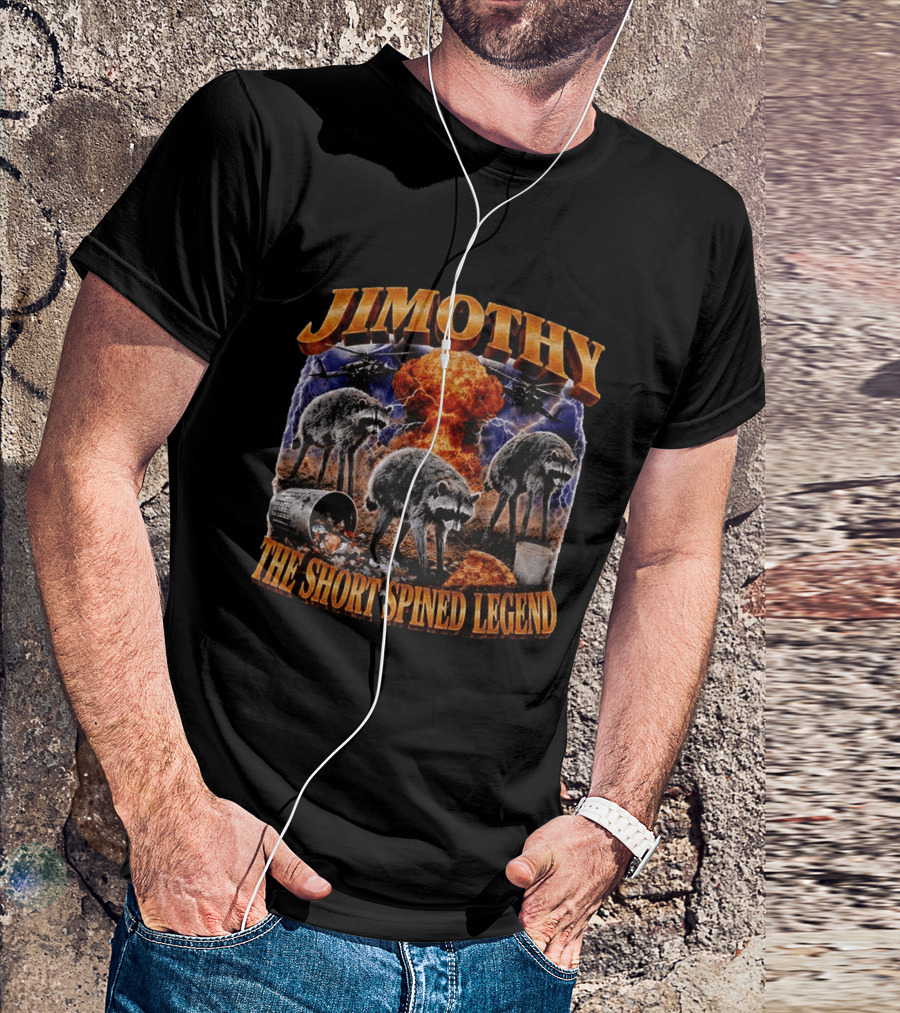 Jimothy Raccoon The Short Spined Legend Explosion With Helicopters And Trash Can T-Shirt