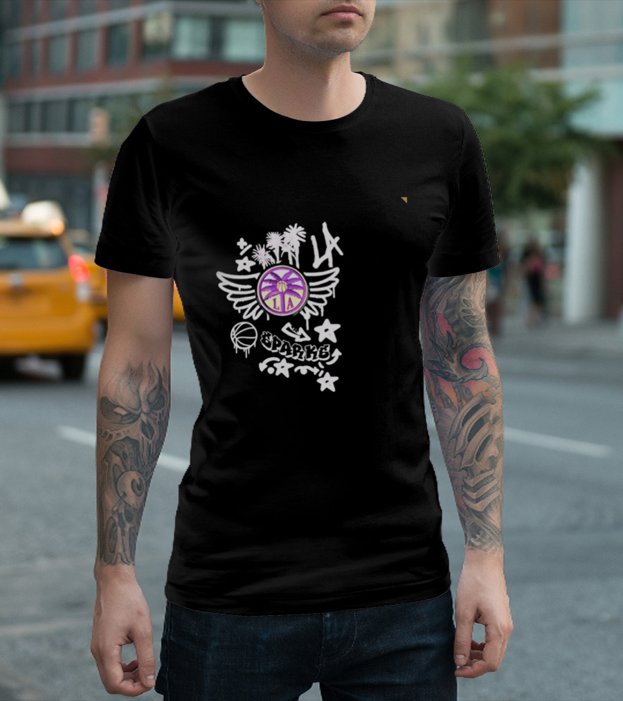 LA Sparks Graffiti Wings Basketball Stars T-Shirt