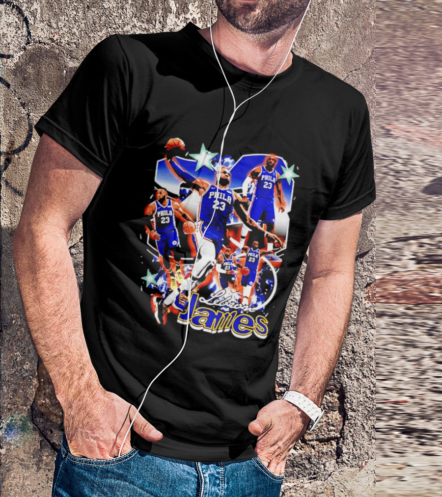 LeBron James Phila 23 Basketball Collage Stars T-Shirt