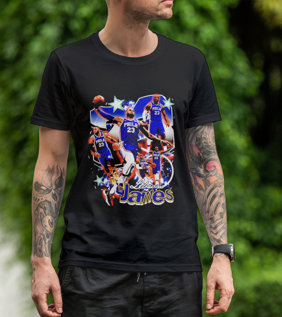 LeBron James Phila 23 Basketball Collage Stars T-Shirt