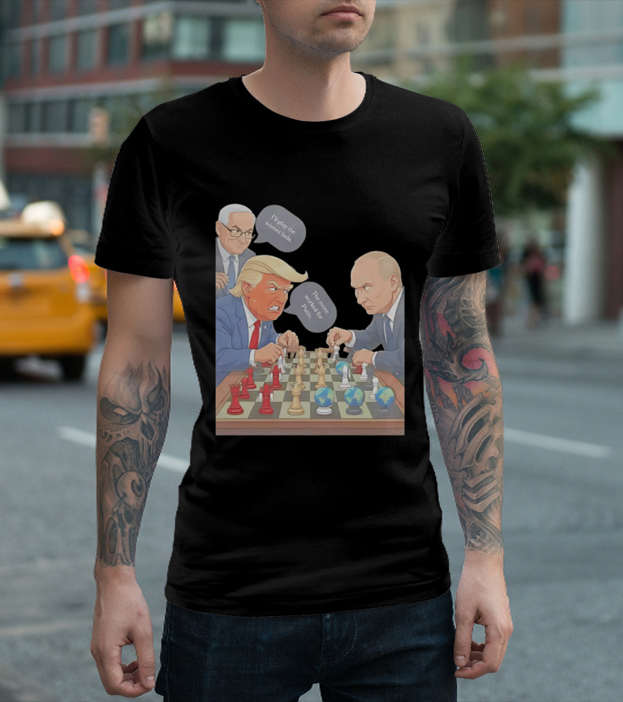 Political Chess Game Trump Putin World Leaders Cartoon T-Shirt