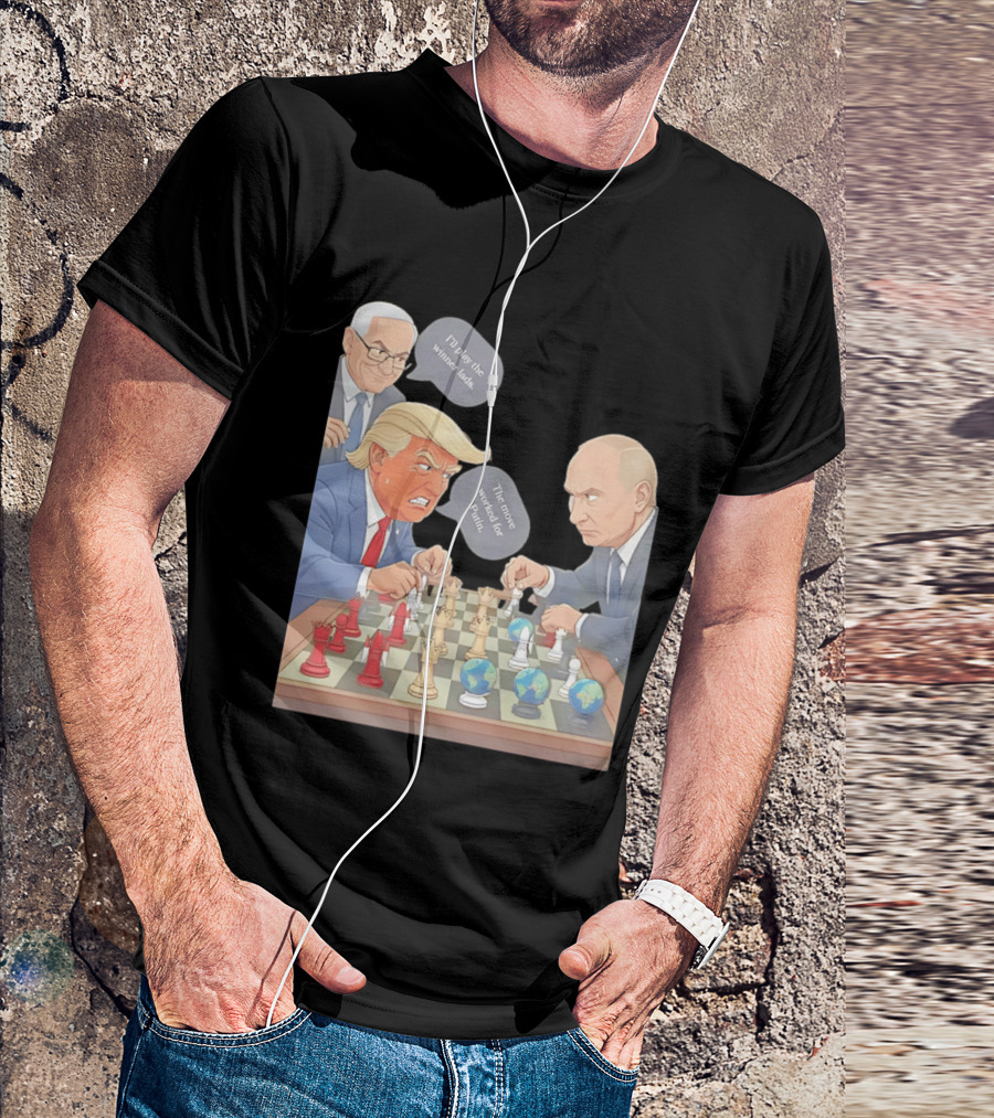 Political Chess Game Trump Putin World Leaders Cartoon T-Shirt