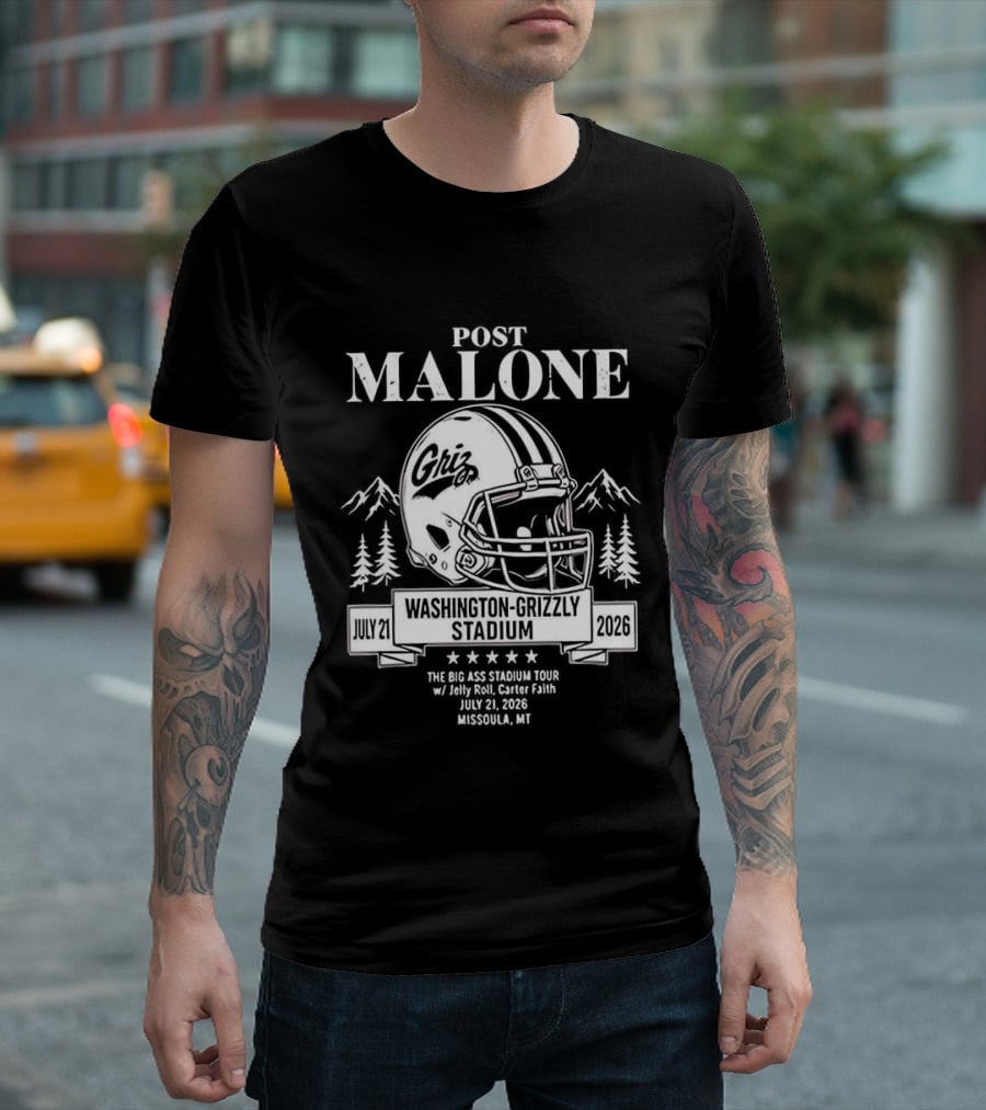 Post Malone Washington Grizzly Stadium Tour 2026 Montana Grizzlies Missoula July 2 T-Shirt