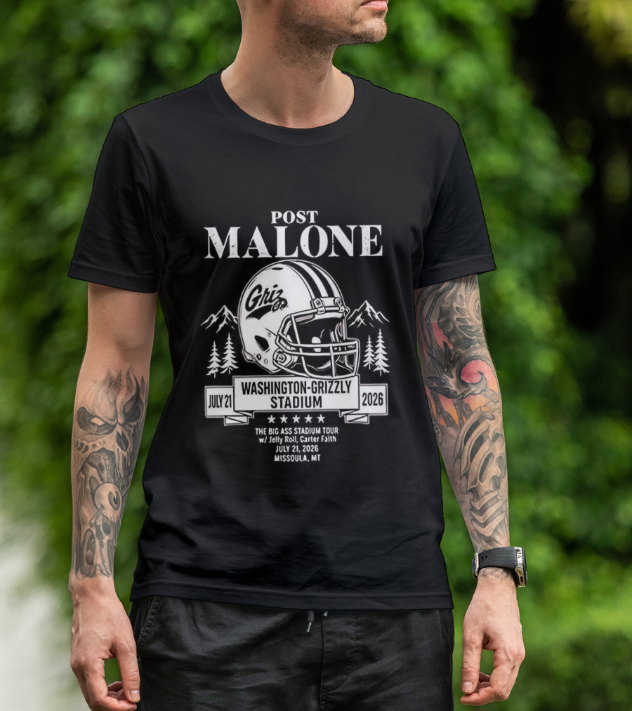 Post Malone Washington Grizzly Stadium Tour 2026 Montana Grizzlies Missoula July 2 T-Shirt