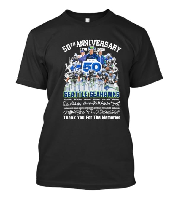Seattle Seahawks 50th Anniversary 1976 2023 Thank You For The Memories T-Shirt