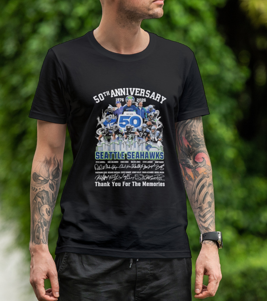 Seattle Seahawks 50th Anniversary 1976 2023 Thank You For The Memories T-Shirt