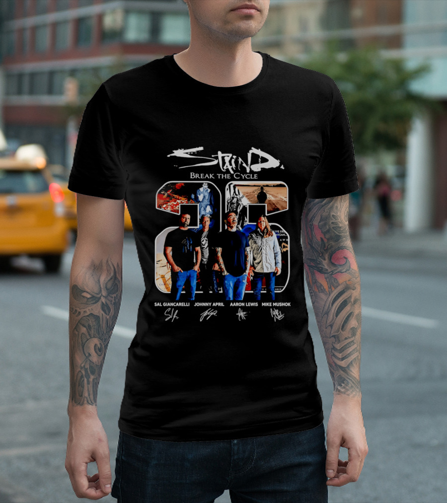 Staind Break The Cycle 25 Sal Giancarelli Johnny April Aaron Lewis Mike Mushok T-Shirt