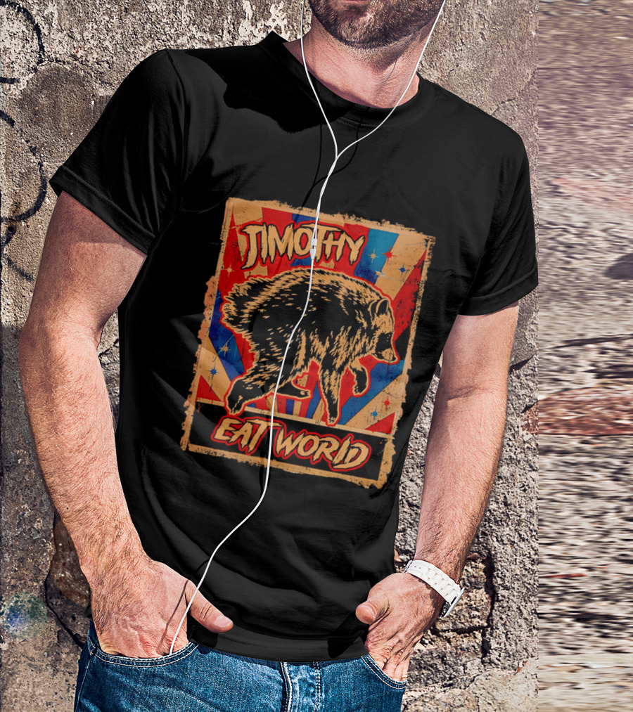 Timothy Raccoon Eat World Retro Starburst T-Shirt