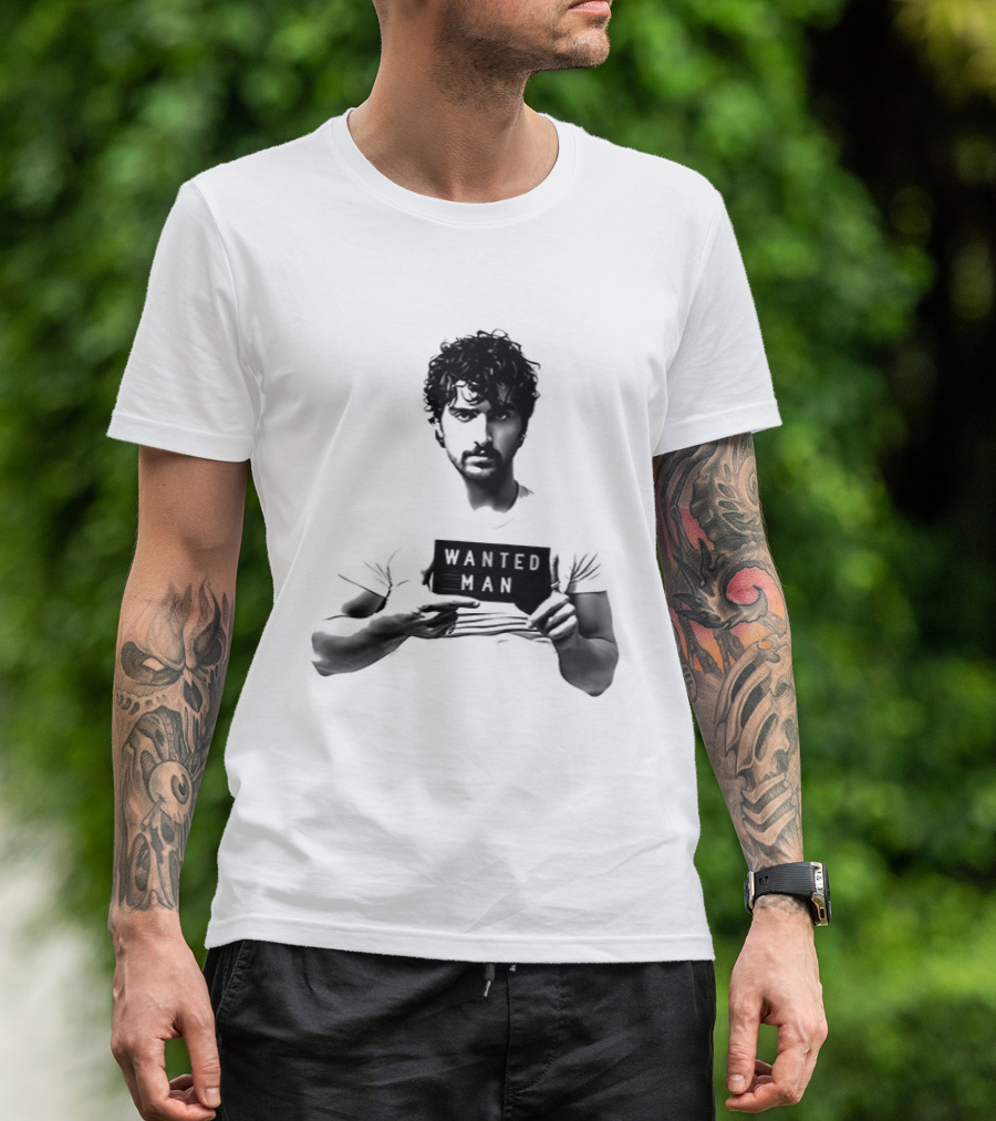 Boone Wanted Man Tour Shot 2026 Bold Typography Black And White T-Shirt