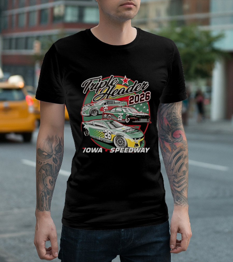 Triple Header 2026 Iowa Speedway Racing Cars Stars T-Shirt