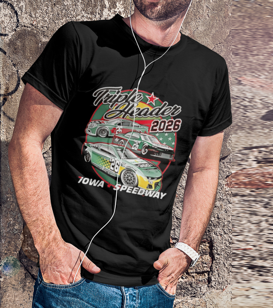 Triple Header 2026 Iowa Speedway Racing Cars Stars T-Shirt