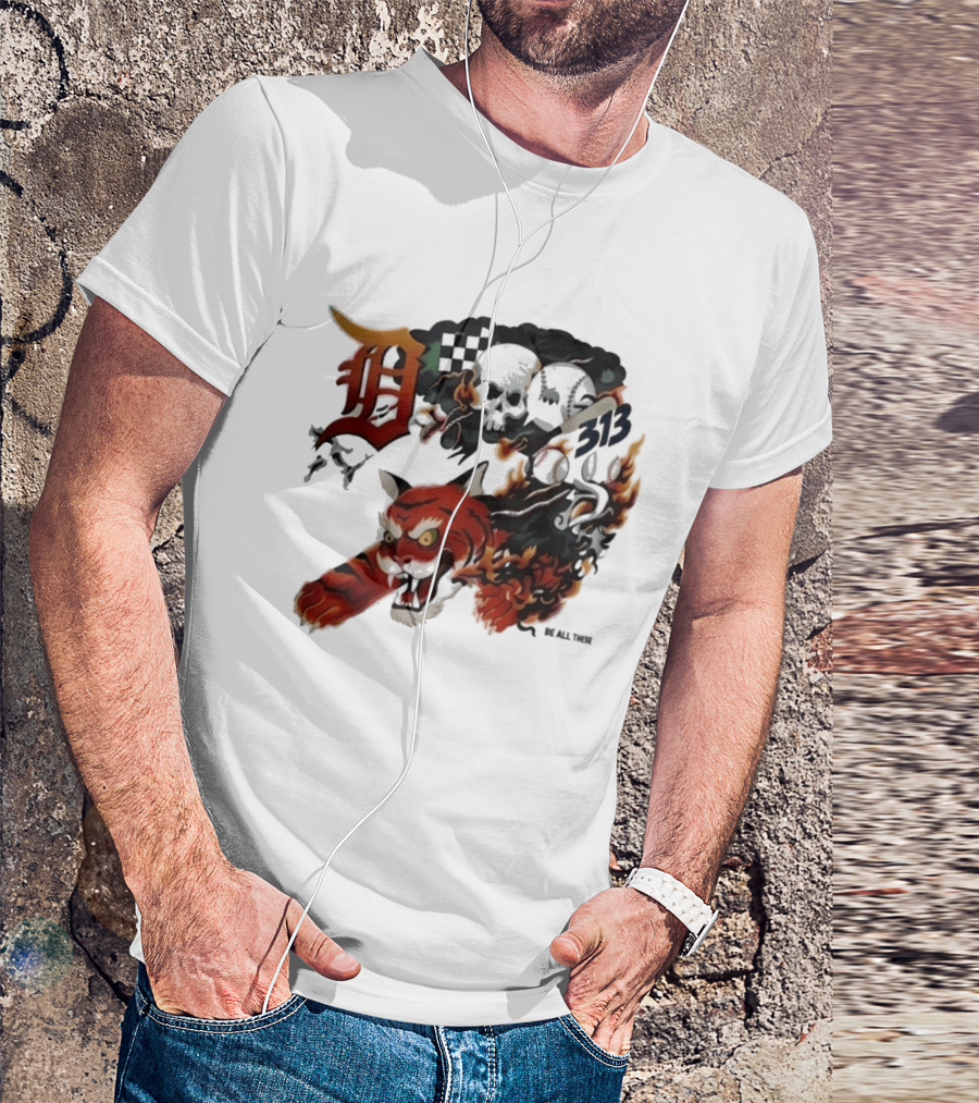 Detroit Tigers Boys & Girls Clubs Of Greater Detroit 313 Skulls Tiger Flame 2026 T-Shirt