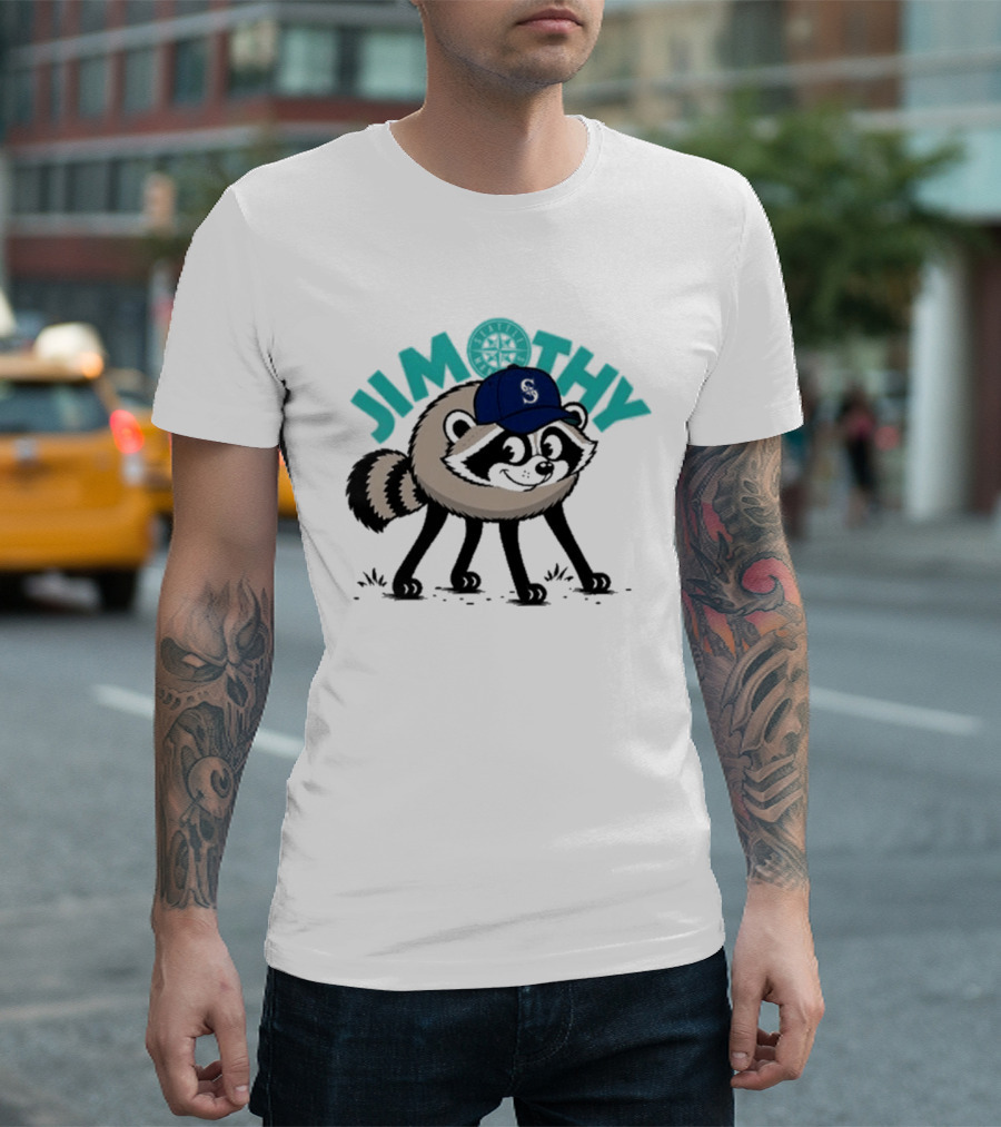 Jimothy Raccoon Mariners Baseball Cap T-Shirt