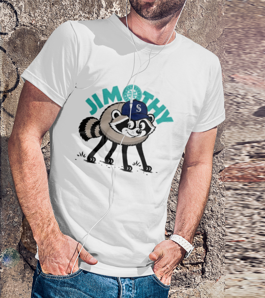 Jimothy Raccoon Mariners Baseball Cap T-Shirt