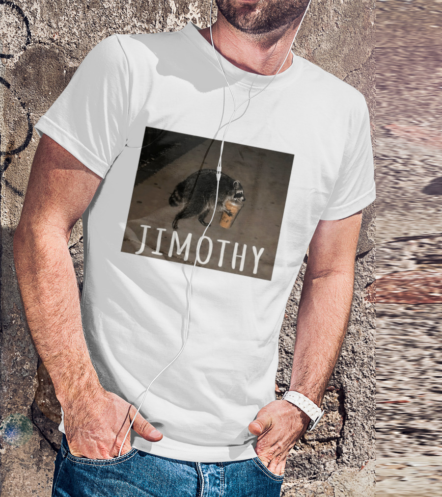Jimothy Raccoon Carrying Iced Coffee Meme Animal Lover T-Shirt