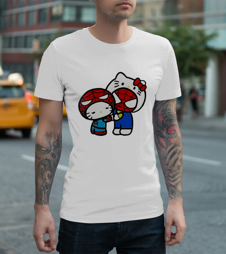 Kitty Hug Spider Man Mask Cute T-Shirt