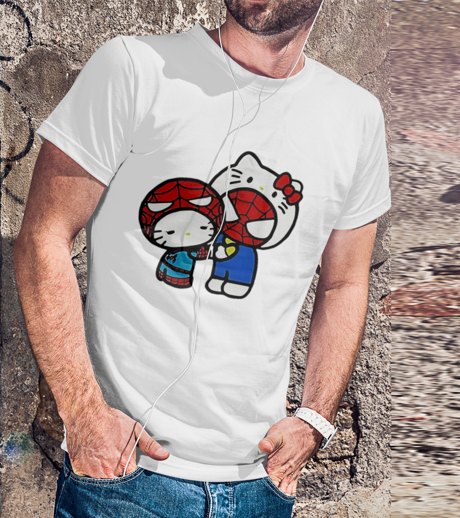 Kitty Hug Spider Man Mask Cute T-Shirt