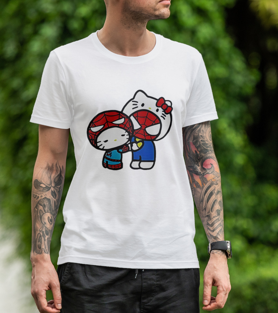 Kitty Hug Spider Man Mask Cute T-Shirt