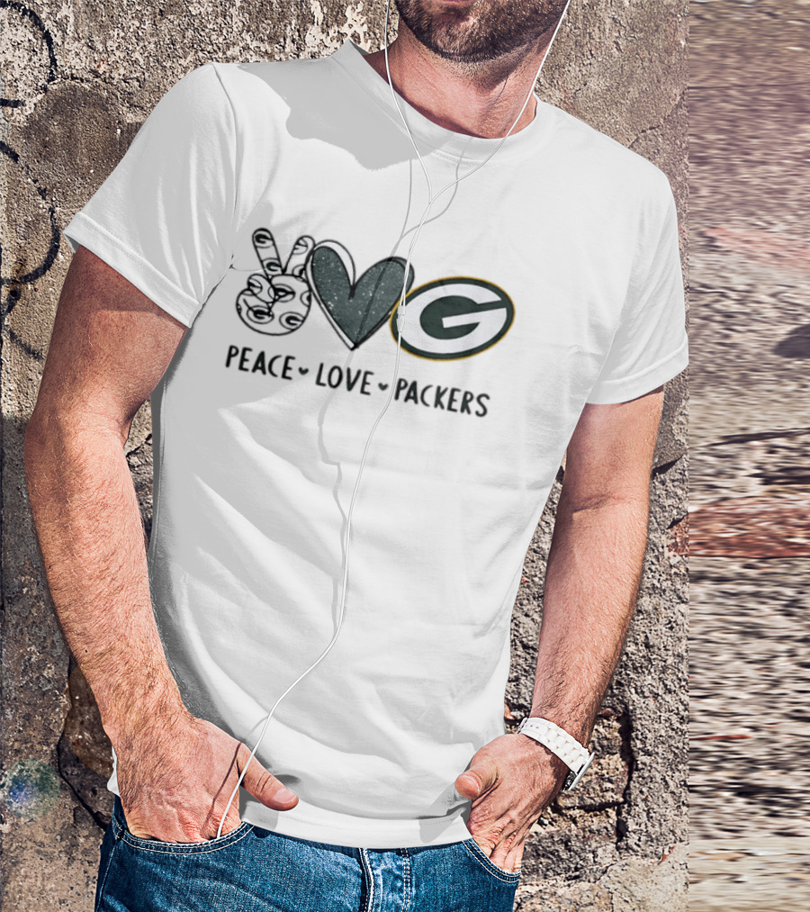 Peace Love Green Bay Packers Football Team NFL Fan Merchandise T-Shirt