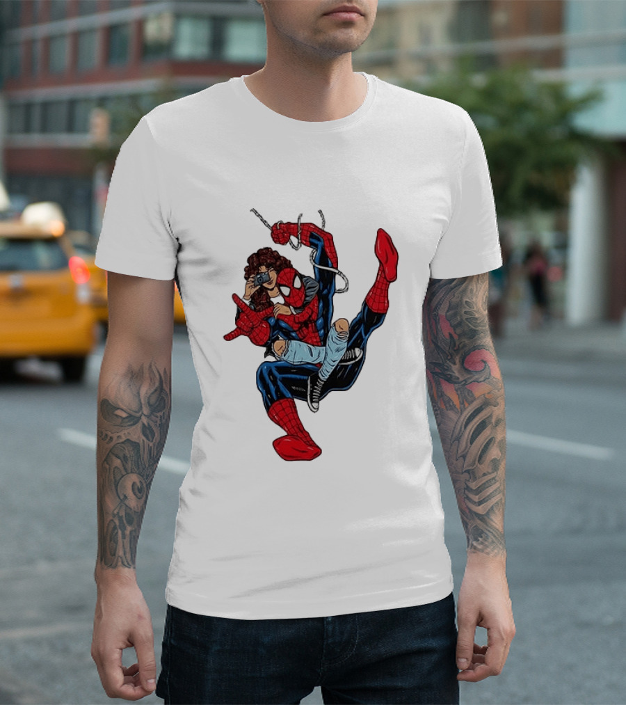 Spider Man The Heart Behind The Hero Photography Pose T-Shirt