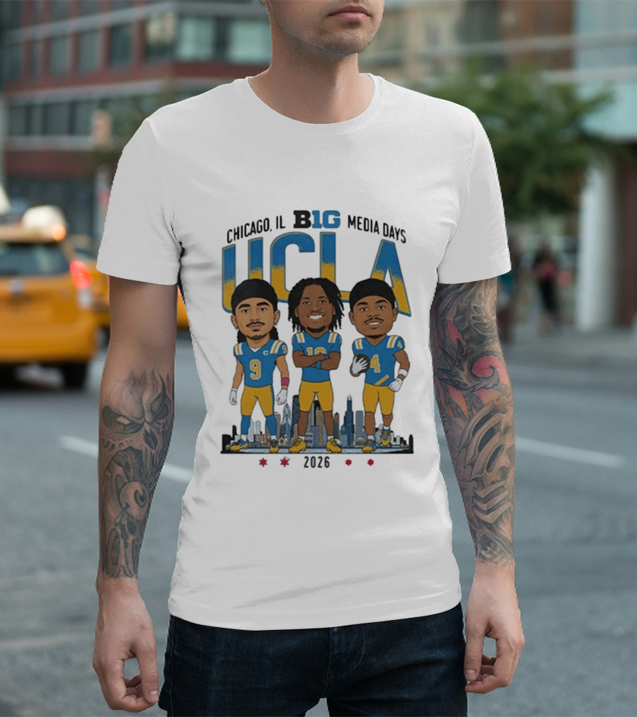 Chicago IL Big Media Days UCLA Bruins Football 2026 Player Caricature T-Shirt