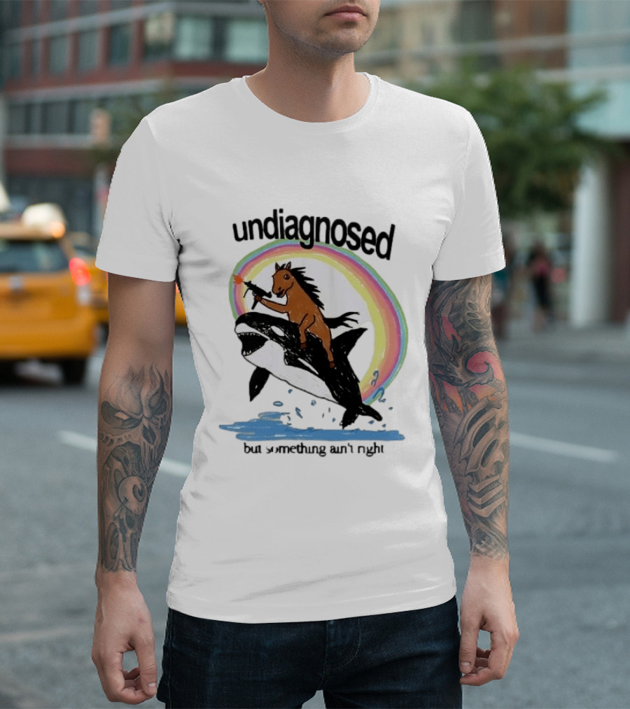 Undiagnosed Horse Riding Orca But Something Ain't Right Gun Rainbow T-Shirt