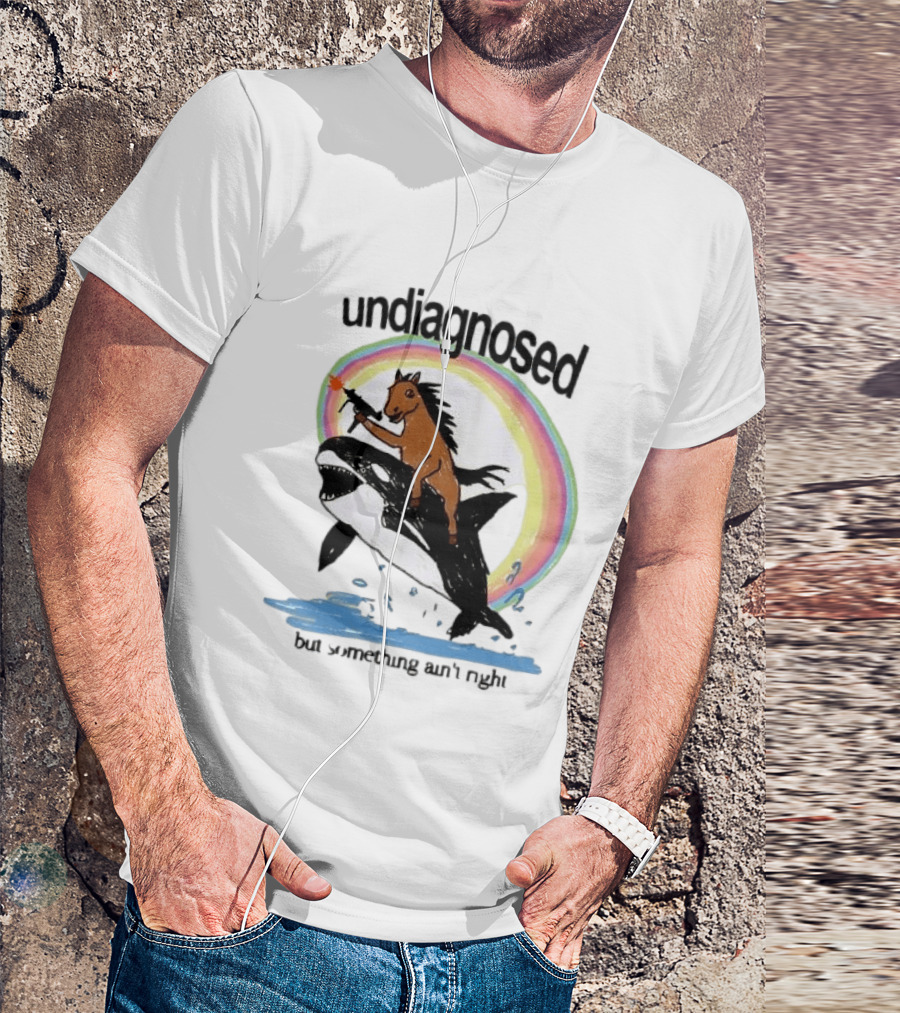 Undiagnosed Horse Riding Orca But Something Ain't Right Gun Rainbow T-Shirt