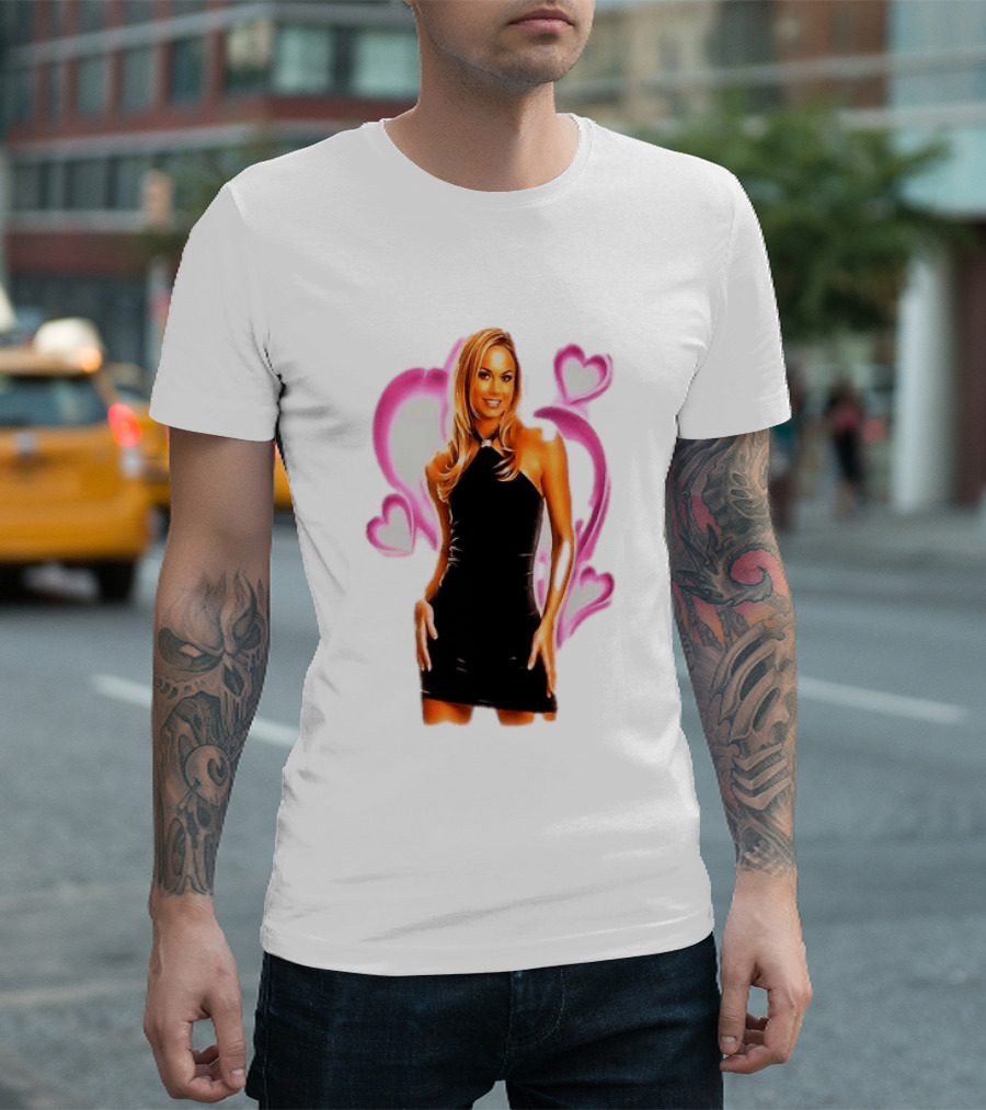 WWE Stacy Keibler Pink Hearts Glamorous Pose T-Shirt