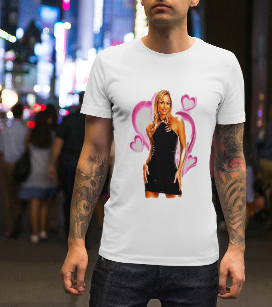 WWE Stacy Keibler Pink Hearts Glamorous Pose T-Shirt