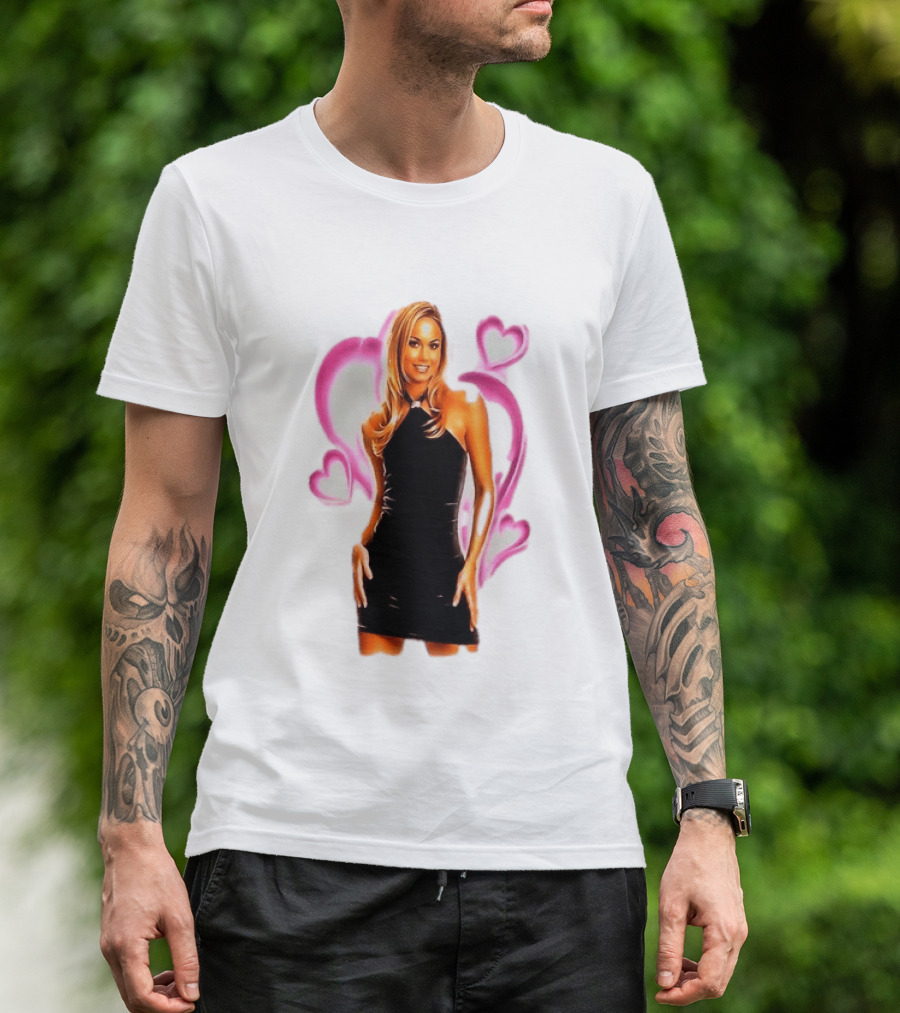 WWE Stacy Keibler Pink Hearts Glamorous Pose T-Shirt