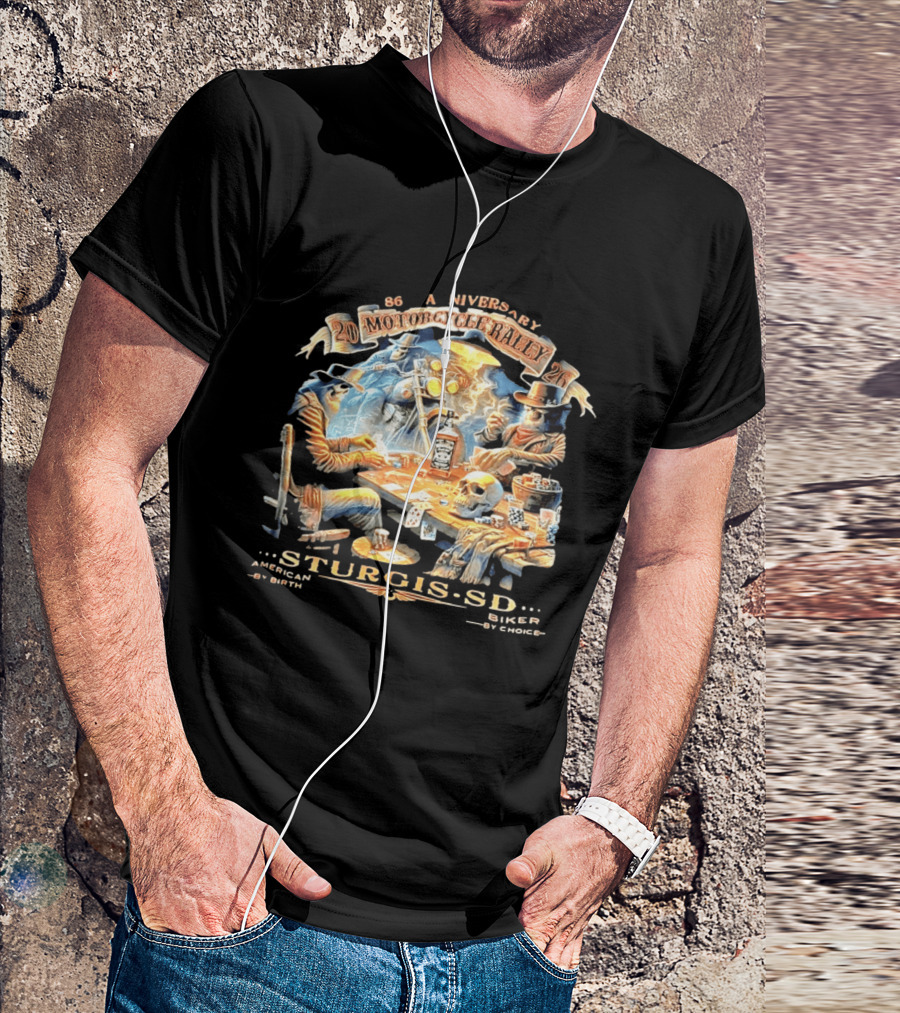 86th Anniversary Sturgis SD 2026 Motorcycle Rally American By Birth Biker By Choice T-Shirt