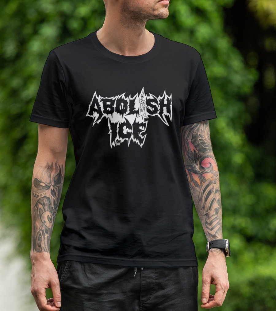 Abolish Ice Metal Font Spiky T-Shirt