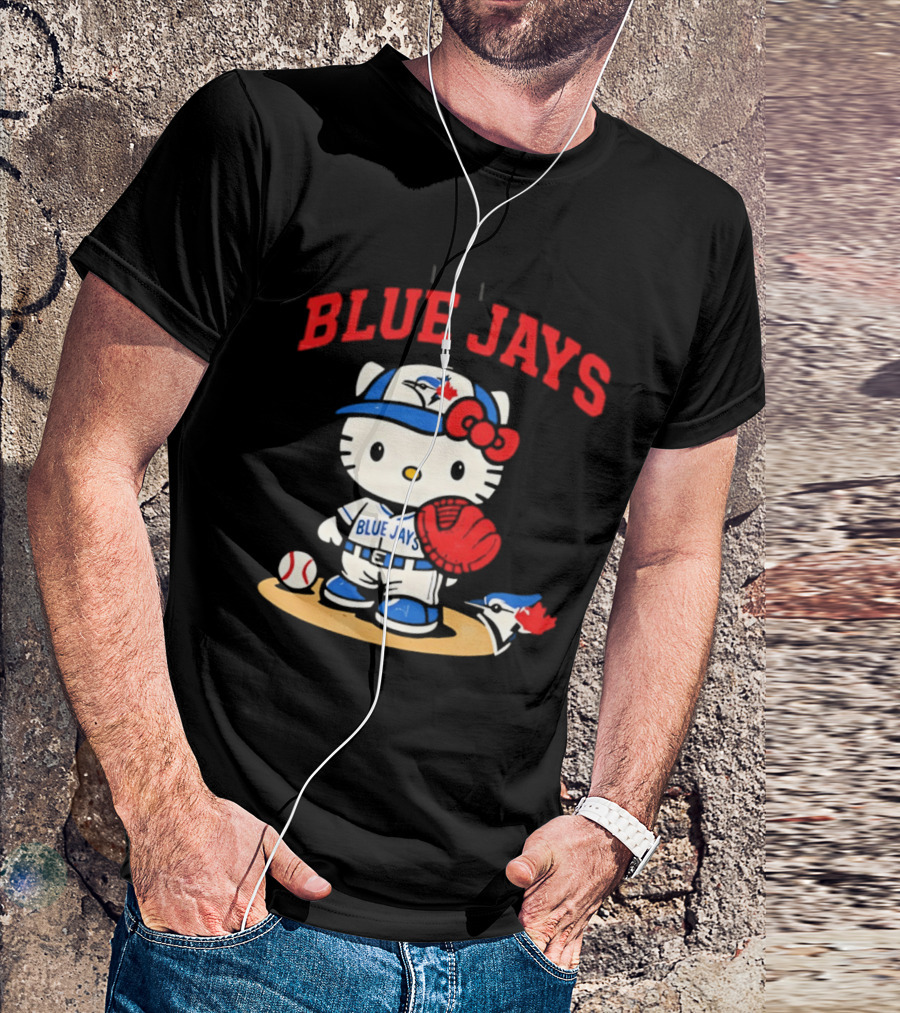 Hello Kitty Toronto Blue Jays Collaboration Baseball Cute Character Merchandise T-Shirt