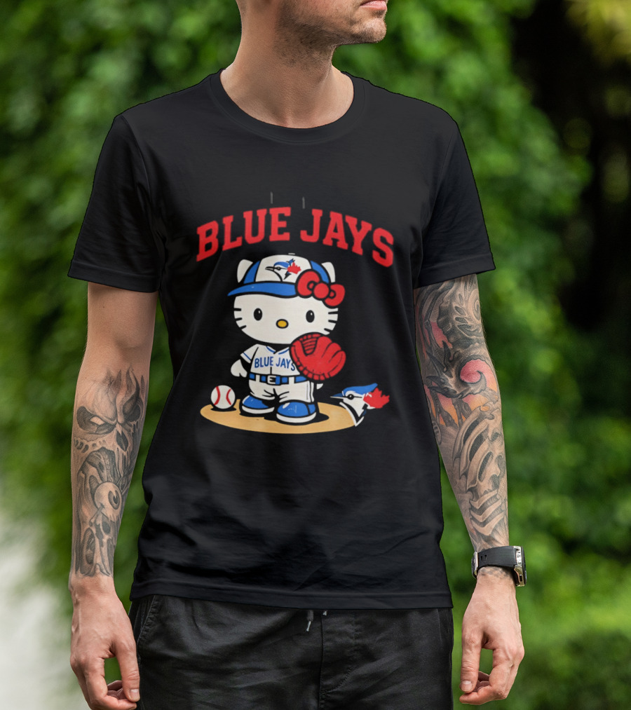 Hello Kitty Toronto Blue Jays Collaboration Baseball Cute Character Merchandise T-Shirt