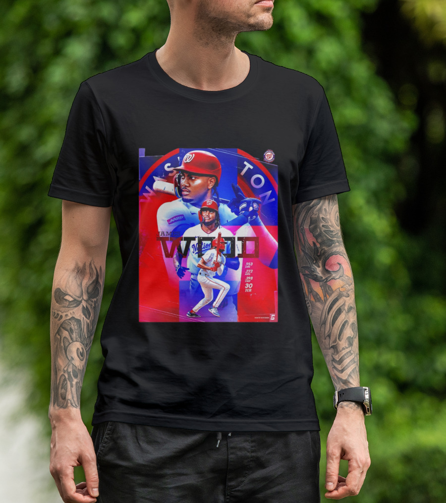 James Wood Washington Nationals .272 AVG .398 OBP 30 HR Collage T-Shirt