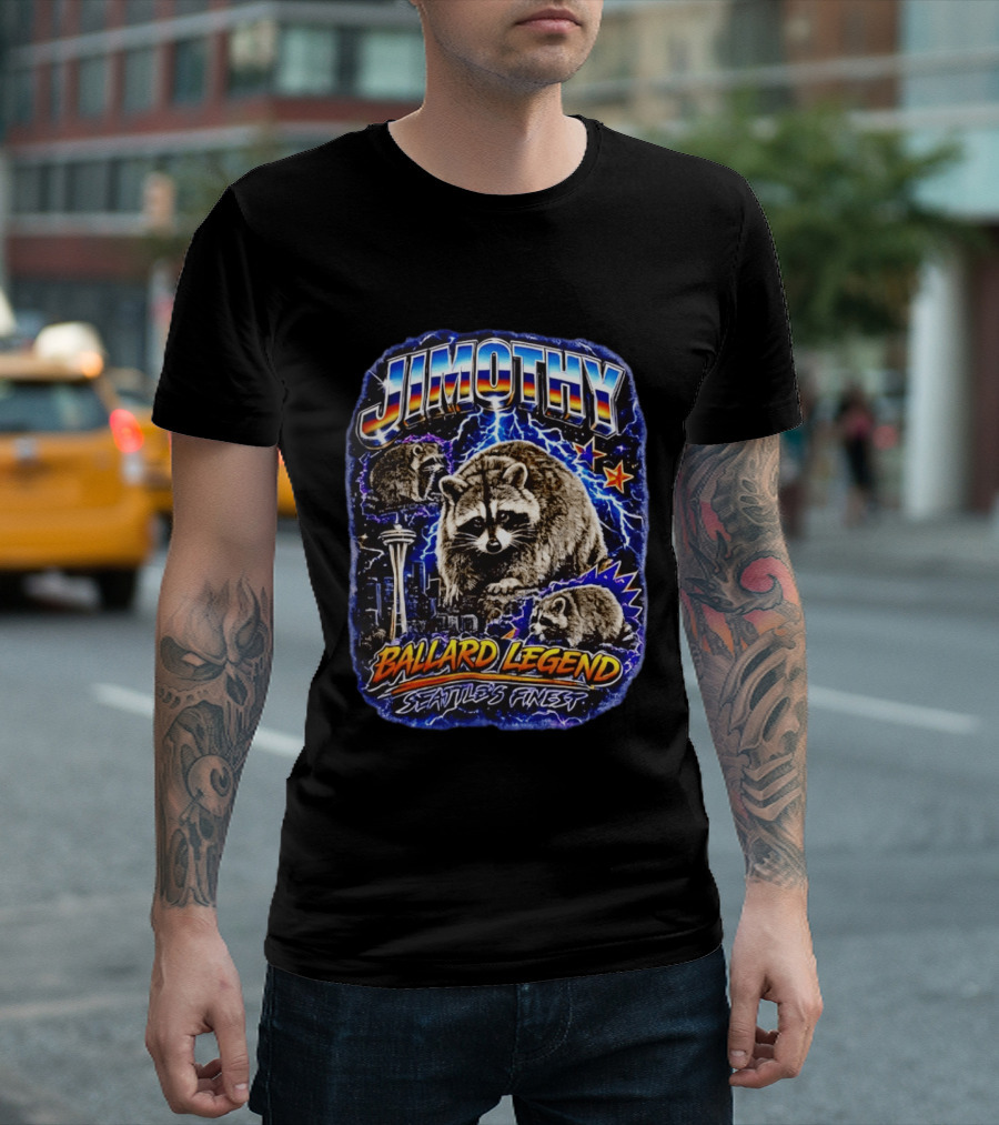 Jimothy Ballard Legend Seattle's Finest Raccoon With Space Needle And Stars T-Shirt